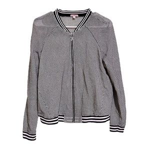 Juicy Couture Black and White Contrast Knit Baseball Jacket size XL